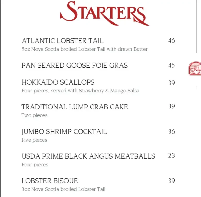 LAWRY’S MENU