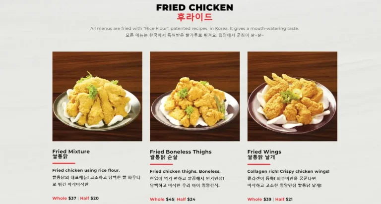 OVEN & FRIED CHICKEN MENU SINGAPORE