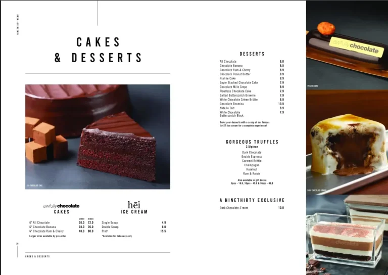 AWFULLY CHOCLATE MENU